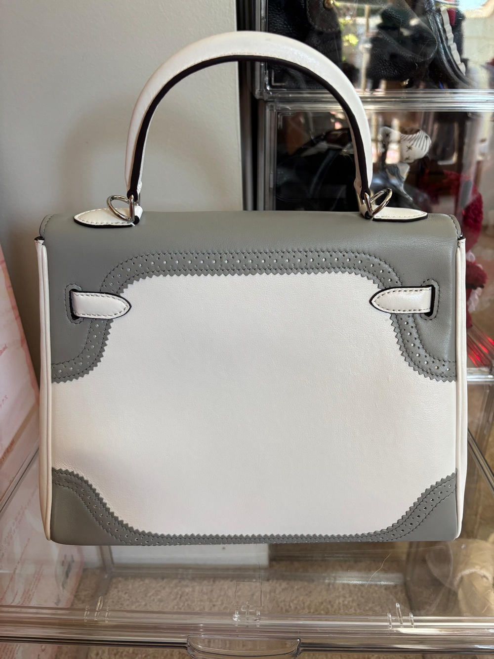 H Kelly 28 Ghillies limited edition bicolor Swift Gris Perle White PHW FLAWED - Picture 16 of 16